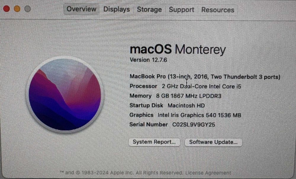 MacBook Pro (13-inch, 2016, 2 GHz Dual-Core i5 8 GB)