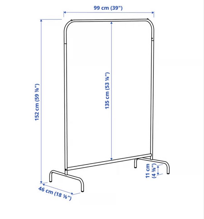 Rack Ikea MULIG Suporte p/cabides, branco, 99x152 cm