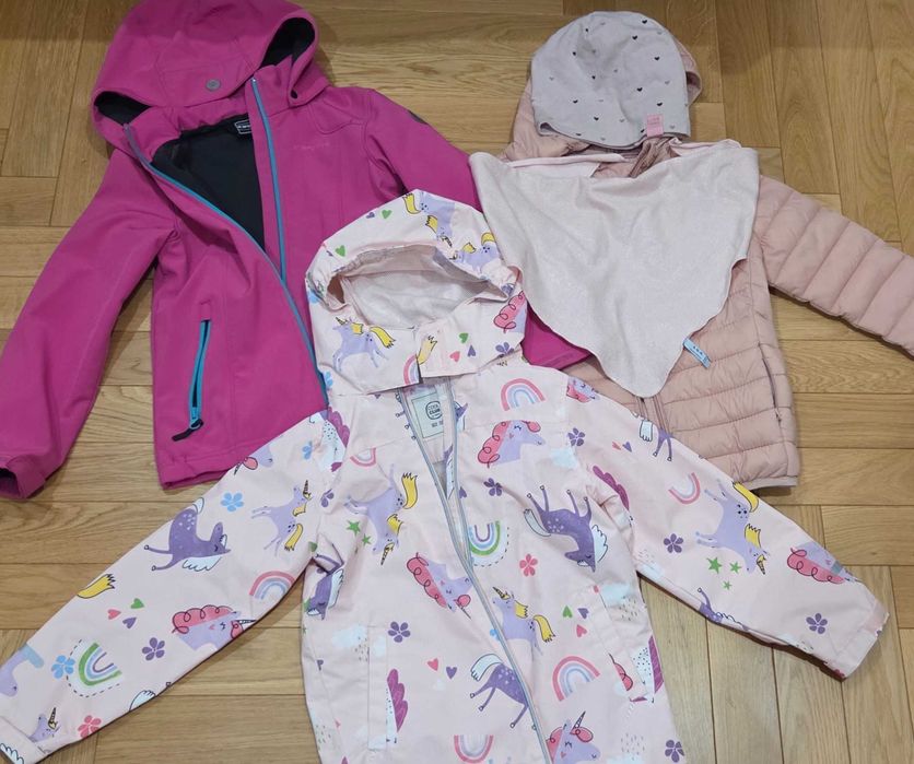 Zestaw 3 kurtek 128 rozm 3 sztuki. Przejściowa, Softshell i na lato