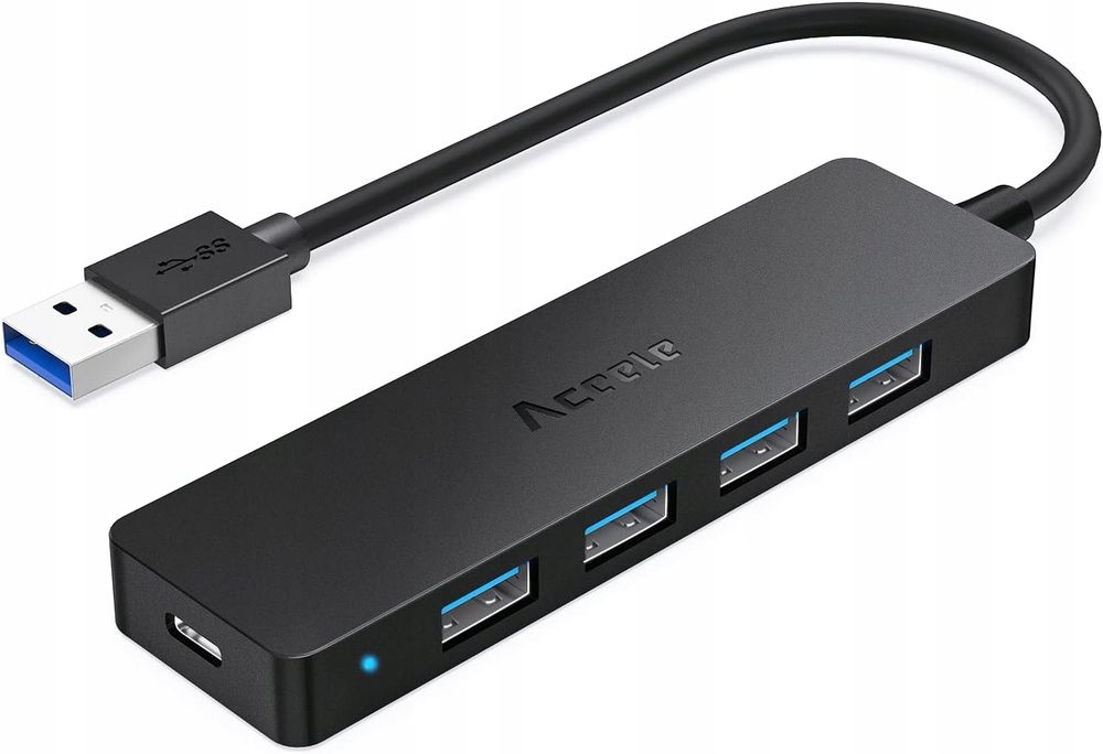 HUB USB 4w1 4-Portowy USB-A 3.0 Superszybki Transfer Danych 5Gbit/s