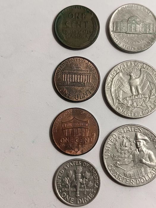 10 moedas diversas de moedas Americanas