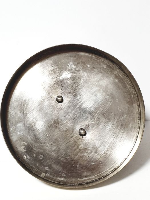 Rara antiga escultura de cabeça de bode com banho em prata