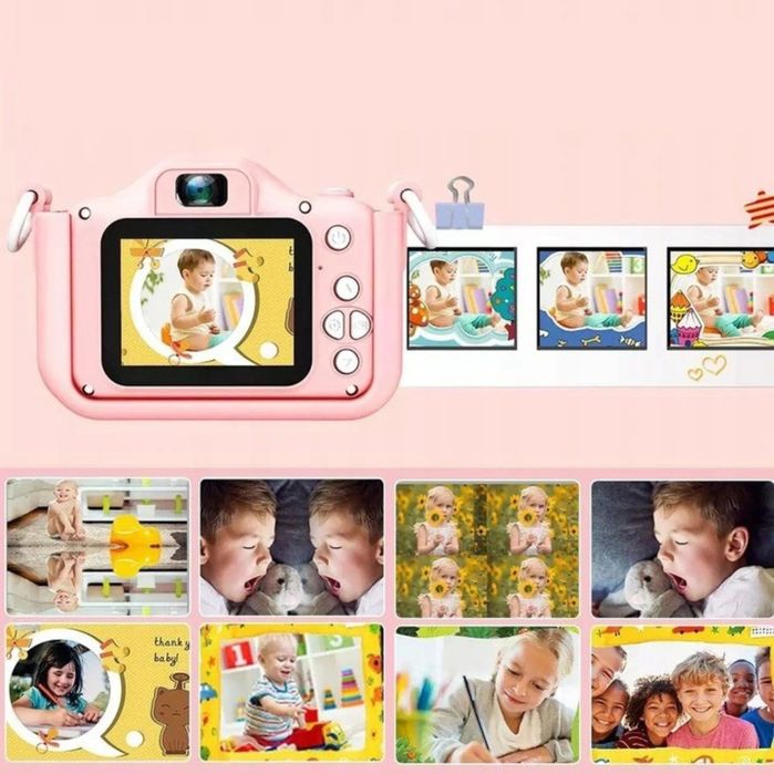 Aparat Dla Dzieci Kamera Zabawka 40Mpx Zabawka +Karta 32Gb - Różowy