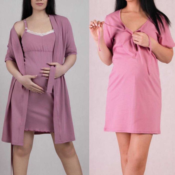 Комплект трійка в пологовий для вагітних та годуючих  мереживні 44-62