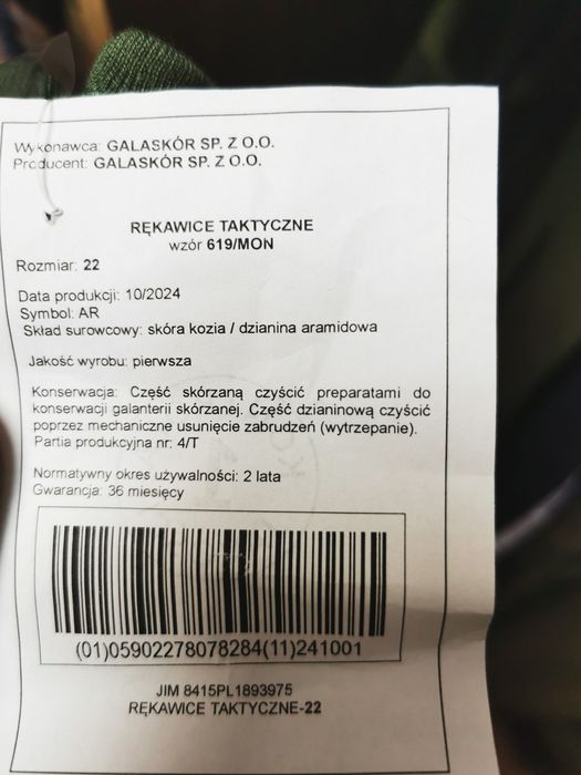 Rękawice taktyczne zielone 619 Mon