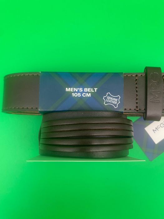 Nowy pasek męski, brązowy 105 cm z bransoletka