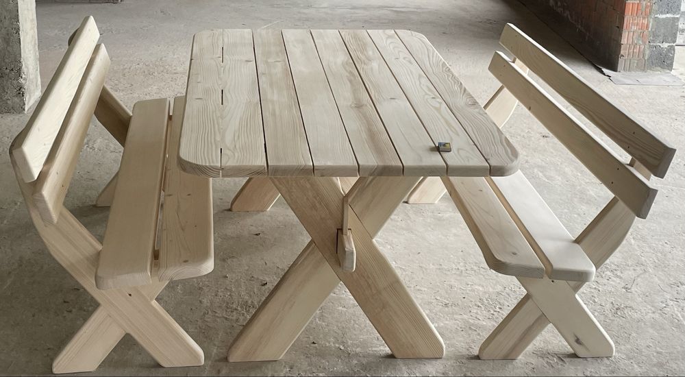 Стіл з лавками, садові меблі, меблі в альтанку