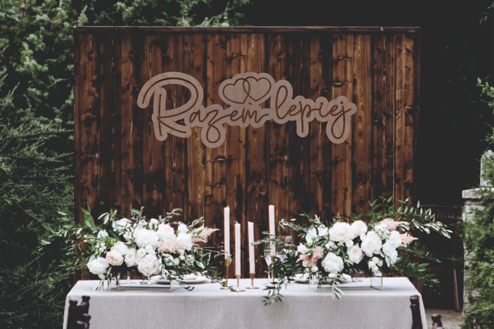 Napis 3D Razem Lepiej Serca Na Wesele Ściankę Boho Rustykalne Neon Led