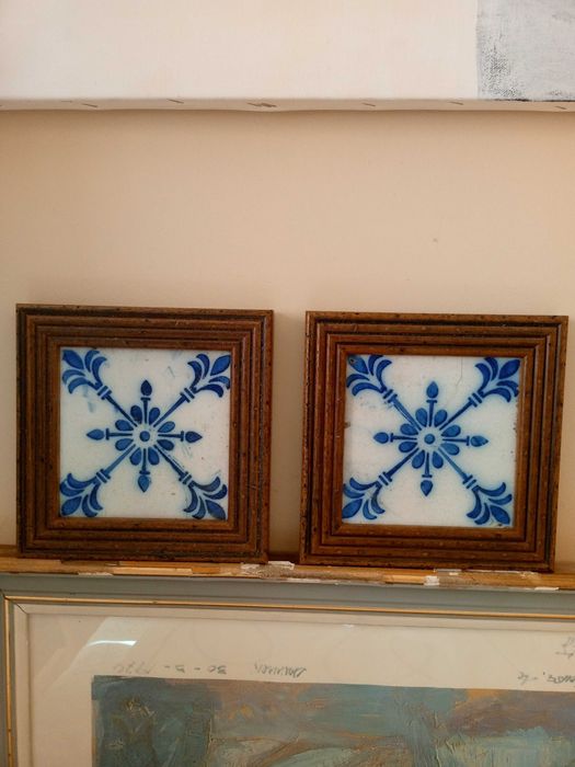 azulejos antigos com certificado e emoldurados