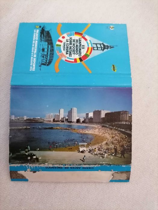 Carteira Fósforos Hoquei Patins XX Campeonato do MUNDO 1972 Corunha
