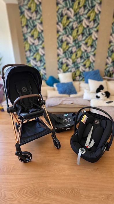 Carrinho Cybex Mios Rose Gold Platinum + Ovo Cloud Z Platinum + Base Cloud Z (Isofix) Car