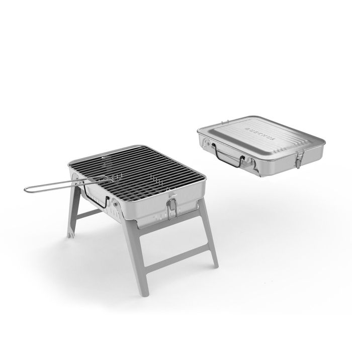Barbecue Portátil de Campismo L para 4 Pessoas, a Lenha, Carvão e