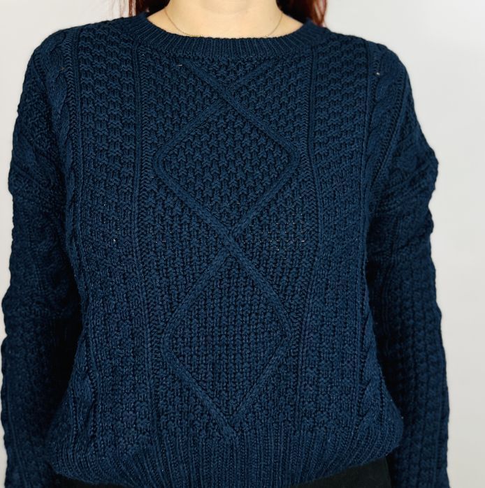 Granatowy sweter o grubym splocie XS/S 34/36 Atmosphere