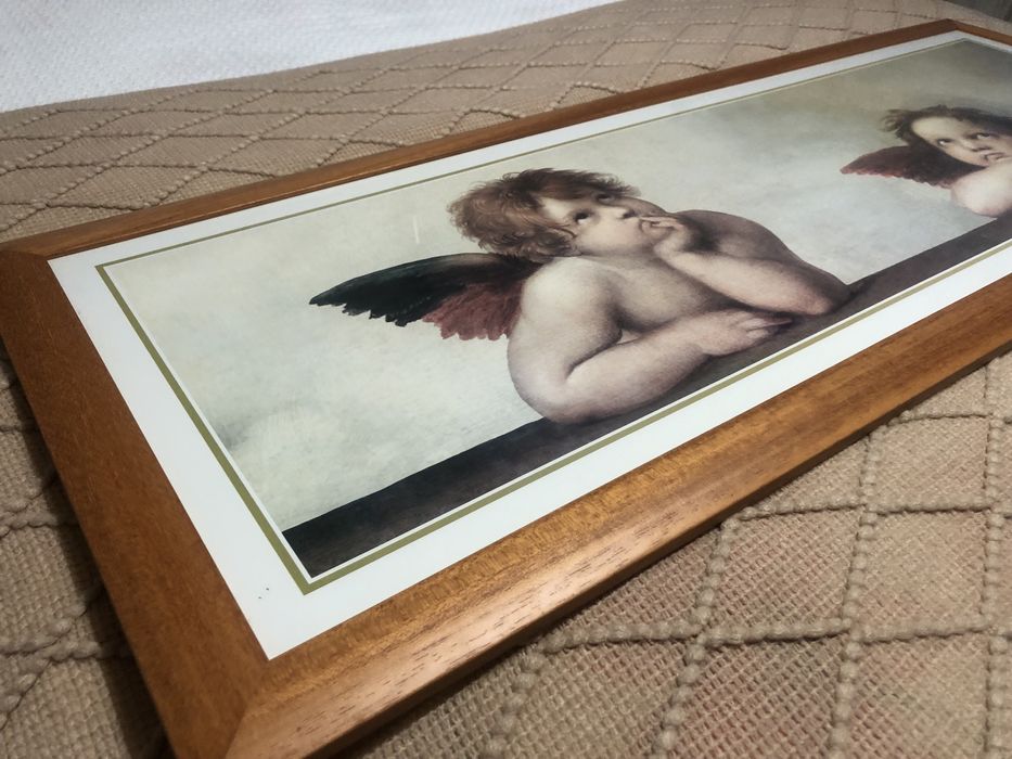 Obraz duży anioły anioł aniołki w drewnianej ramie rama drewniana