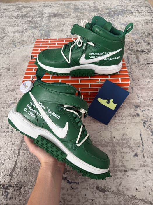 Nike Off white Air Force 1 mid Pine Green + легитчек от eBay