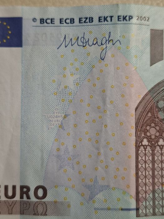 Nota 20 euros primeira série ano de 2002 estado irrepreensível