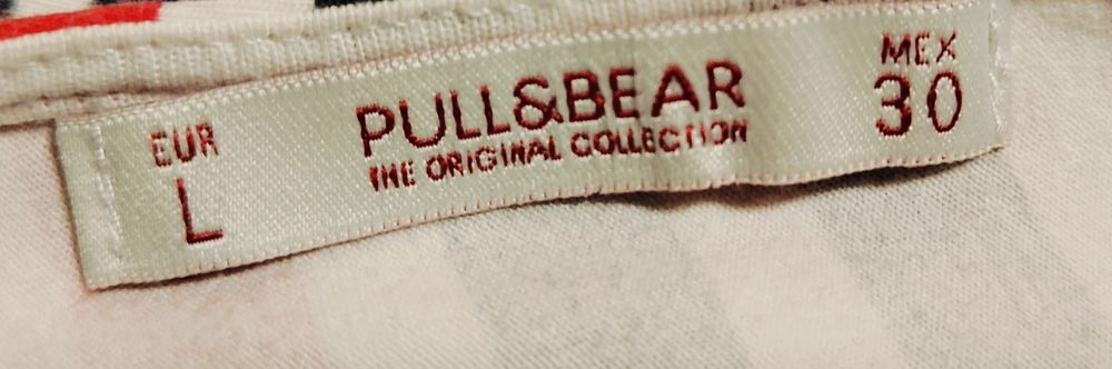 Sukienka  bawełniana Tuba w paski z dekoltem U Kobieca S PULL&BEAR