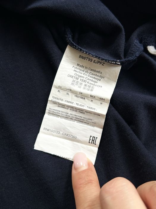Emporio Armani 7 Center Logo Tee Shirts Navy Blue Футболка оригінал оригинал опт