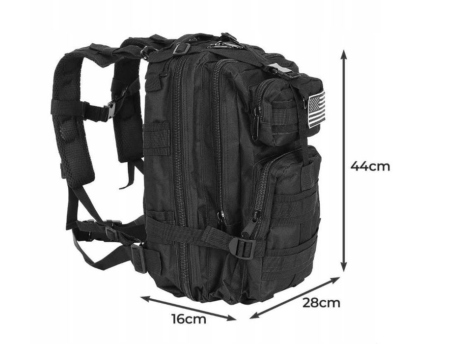 DUŻY Plecak wojskowy militarny survival czarny