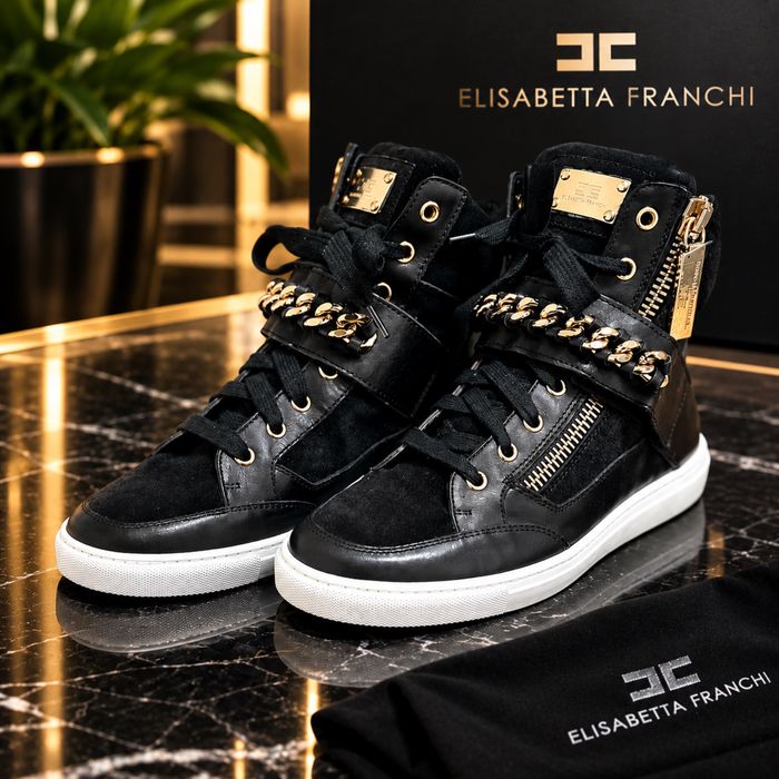 Botki za kostkę  oryginalne elisabetta franchi sneakersy wysokie