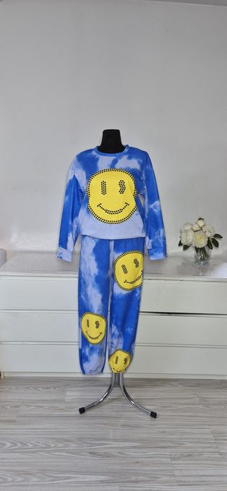 Dresy damskie dwoczesciowe L Blekitne Emotikony