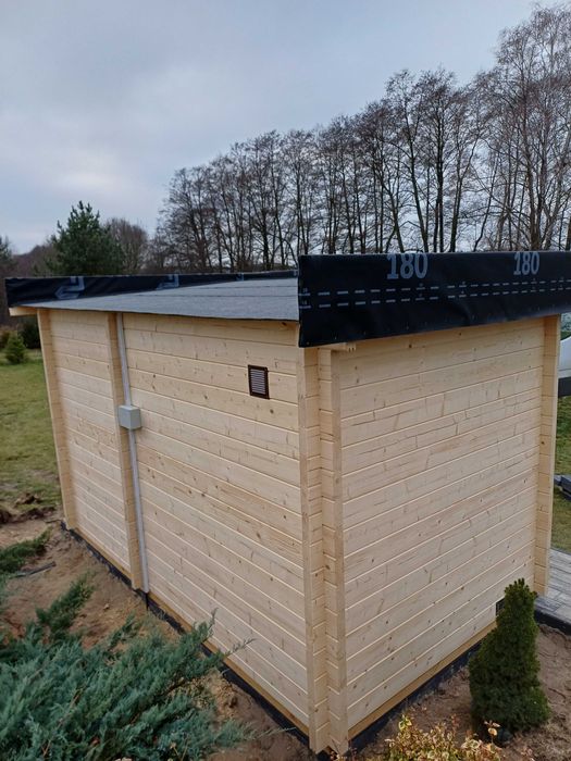 Sauna zewnętrzna z piecem harvia cylindro kamienie  przedsionek bal 58