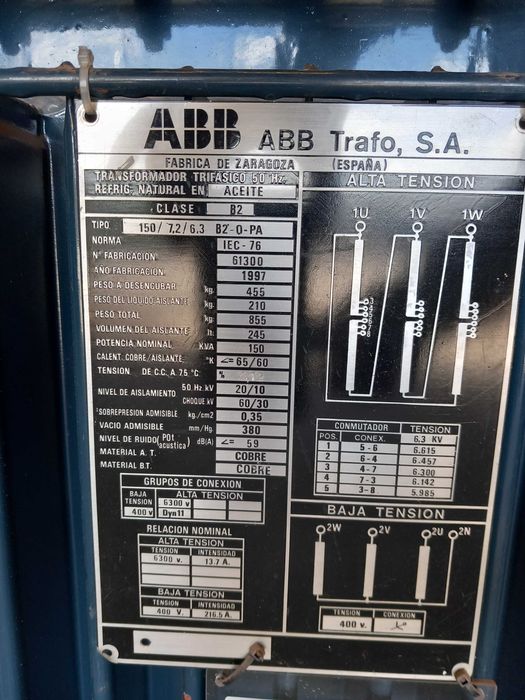 Transformador ABB de 150 Kva #1335