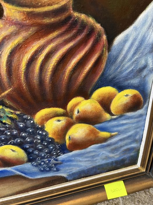 Obraz olejny na płótnie- martwa natura z owocami i kwiatami