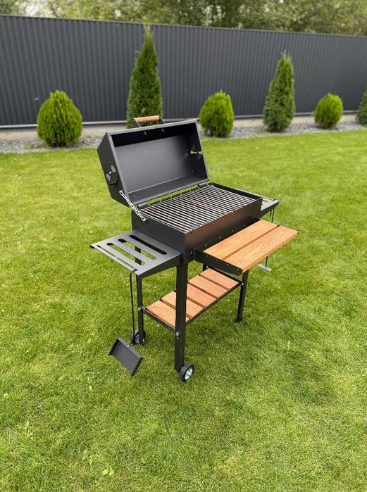 Мангал з кришкою для барбекю метал 4 мм на 8 шампурів