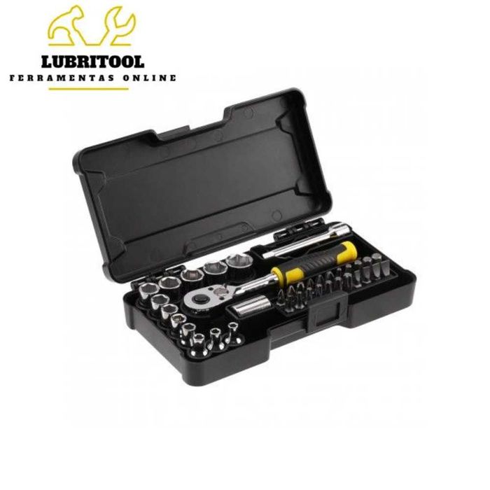 STANLEY Jogo 37 Peças Roquete 1/4" Chaves Caixa Bits STMT82672 | NOVOS