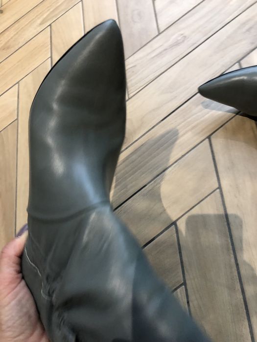 Botki L37, rozmiar 38, szary, skóra, stan bdb