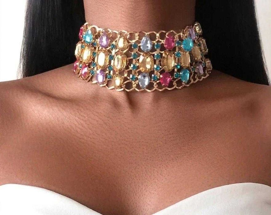 Весільний чокер з кришталевими стразами