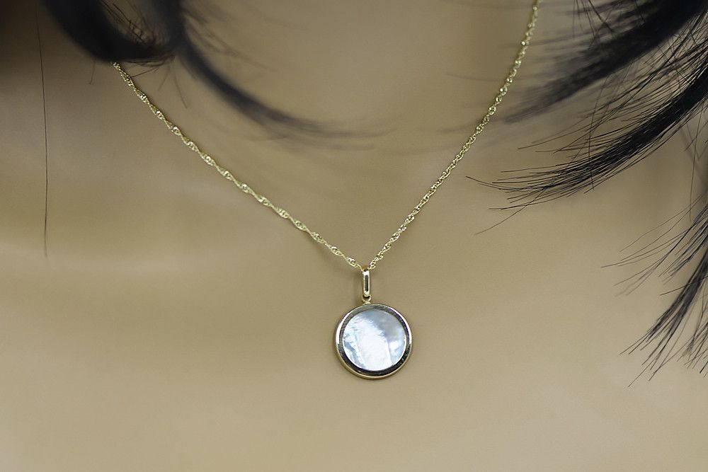 Złota zawieszka 14k 585 drzewko szczęścia z masą perłową cpc034yw W