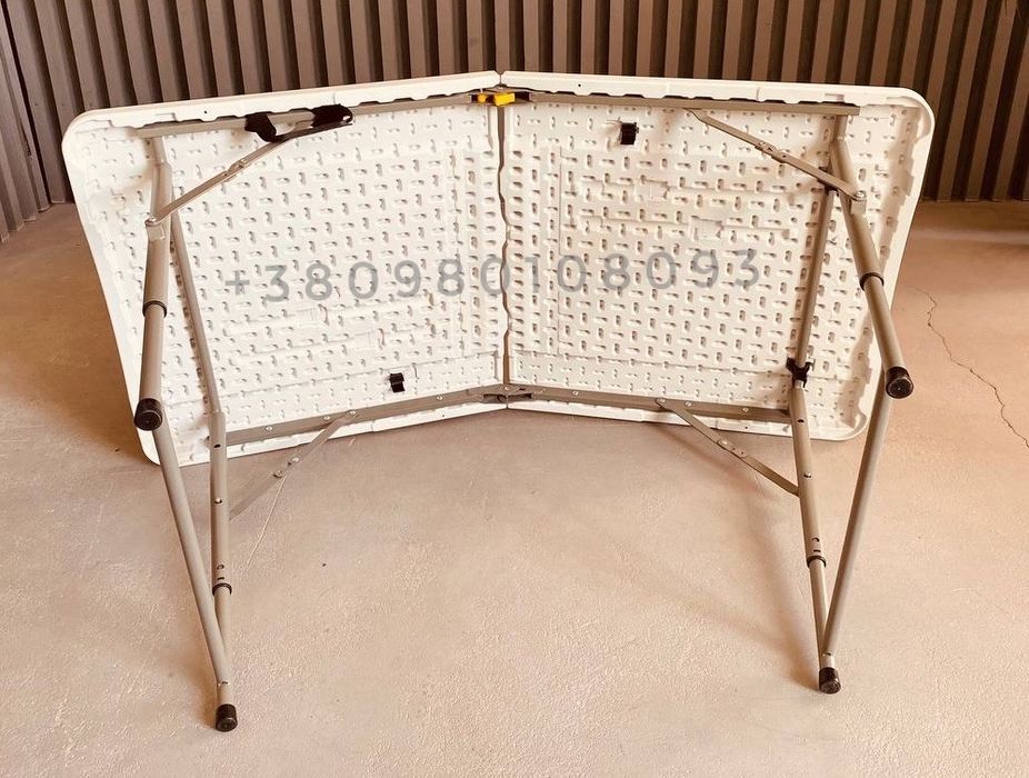 Розкладний посилений стіл 120x60 см. ПЛАСТИКОВА міцна стільниця