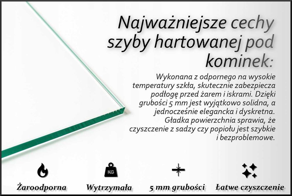 szyba hartowana pod kominek podstawa ochrona pod piec 80x60 czarna