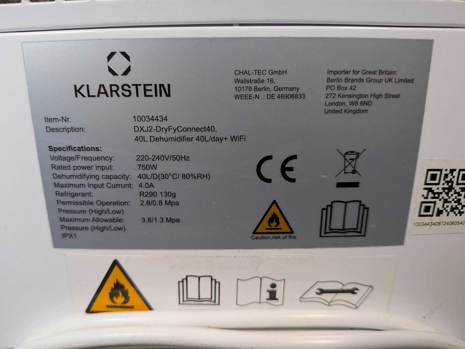 Осушувач з функцією очищення повітря KLARSTEIN DryFy Connect 40л