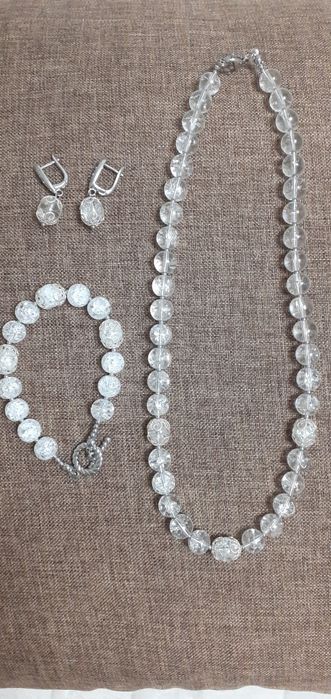 Набор комплект гарнитур горный хрусталь серьги браслет бусы чокер нату