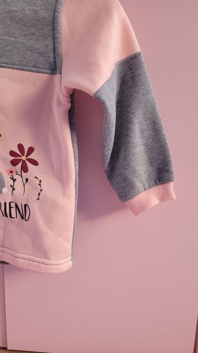 Bluza 110 dla dziewczynki dziewczęca pudrowy róż Króliczek Wielkanoc