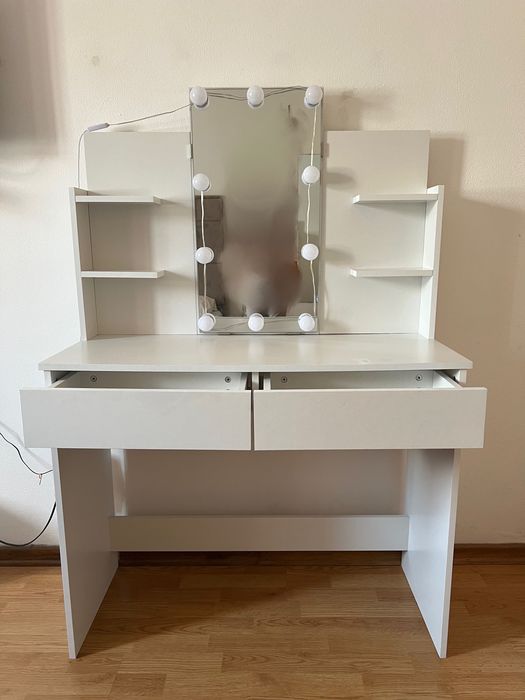 Toucador com luzes LED 96x40x142 cm branco vidaXL