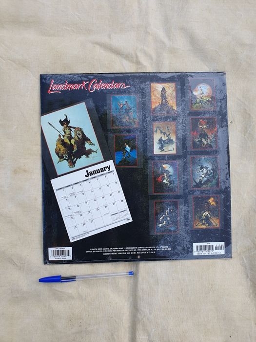 Calendário de parede Frank Frazetta de 1995.