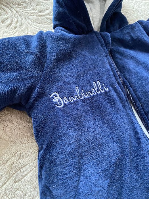 Комбінезон Bambinelli велюр утеплений з вишивкою синій р.68
