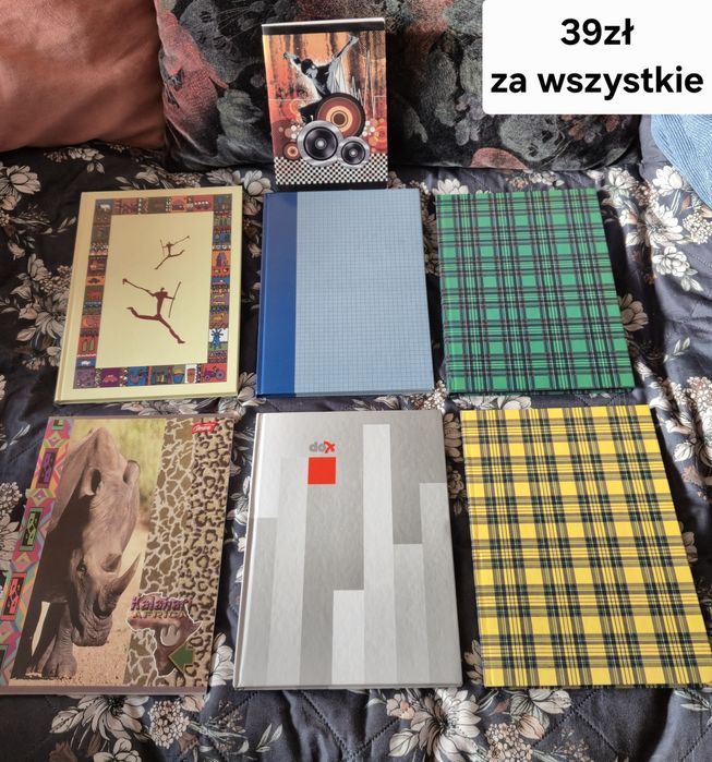 Nowe zeszyty A5 w kratkę 96 kartek w sztywnej oprawie 5 szt i inne notatniki