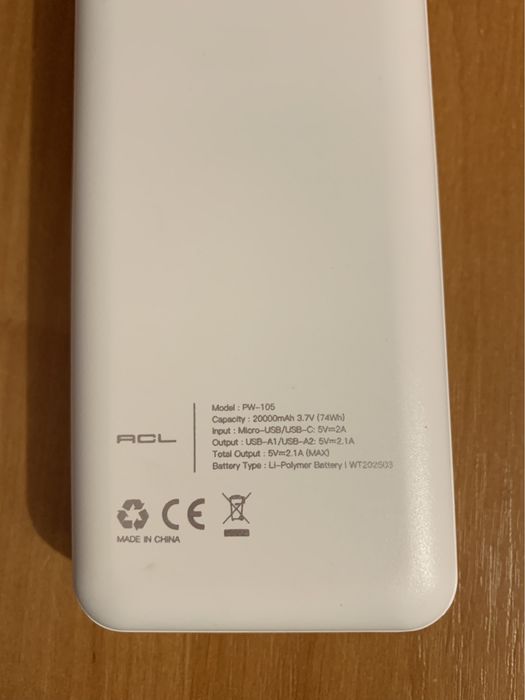 ‼️Розпродаж Павербанк / Повербанк / PowerBank ACL PW-105 20000mAh