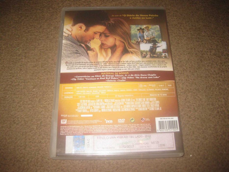 DVD "Uma Vida a Teu Lado" com Britt Robertson/Raro!