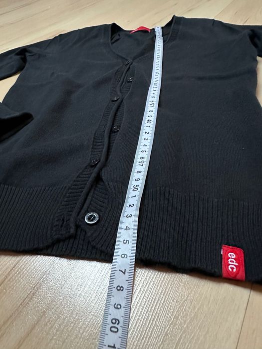 EDC by esprit bawełniany sweter guziki czarny granat damski v neck