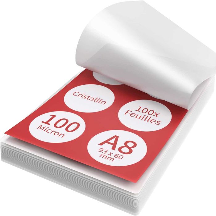 Arkusze laminatora A8-100 mikronów błyszczące format wizytówki 100 szt