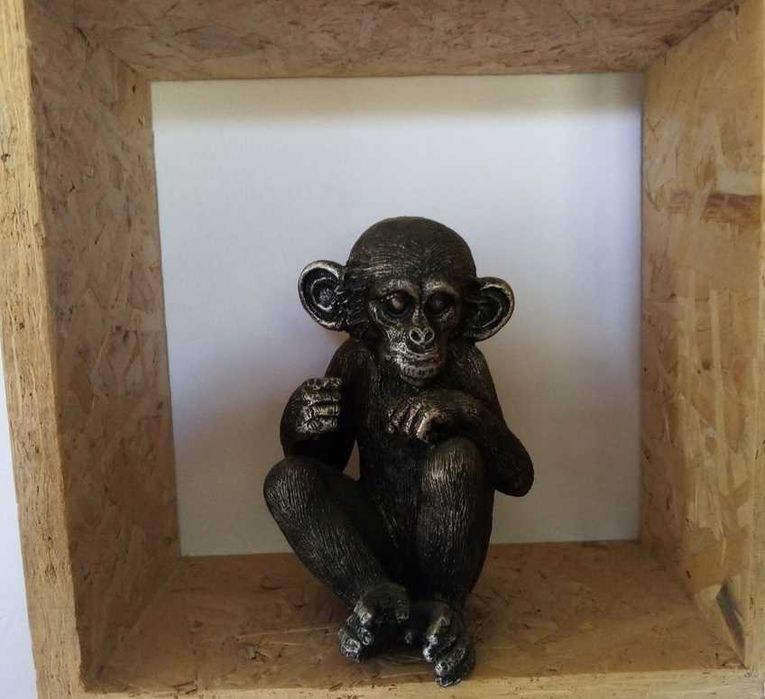 Estatueta Macaco Bonobo Chimpanzé sábio Decoração para estante 17 cm