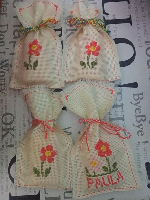 Sacos para sabonete perfumado bordado