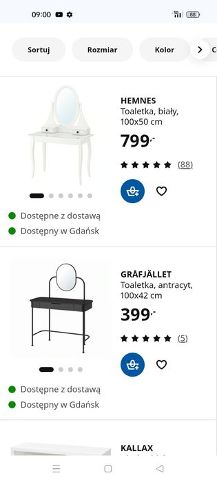 Toaletka z IKEA czarna