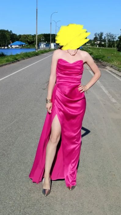 Długa sukienka balowa S fuksja